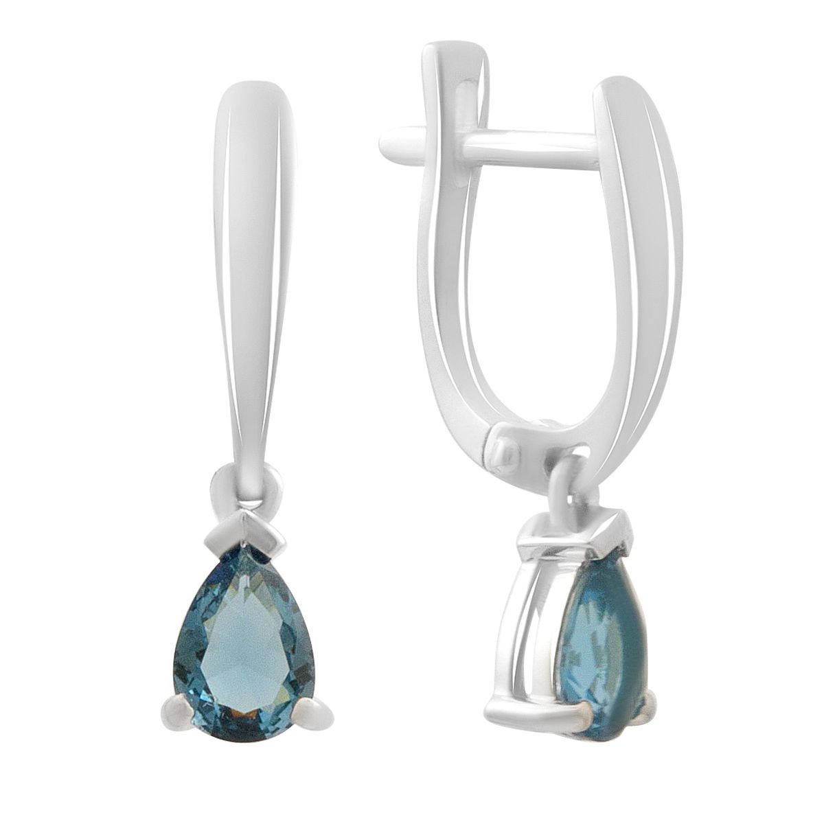

Серебряные серьги с топазом Лондон Блю 0.95ct (2195948) синій