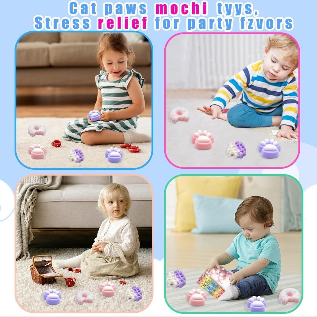 4pcs Taba Squishy Cat Paw Donut Squeeze Toys, Kawaii Mochi Sensory Toys, fufu Squishy for Cute Toys,Fidget Novelty Things,Suitable for Kids Teenage
