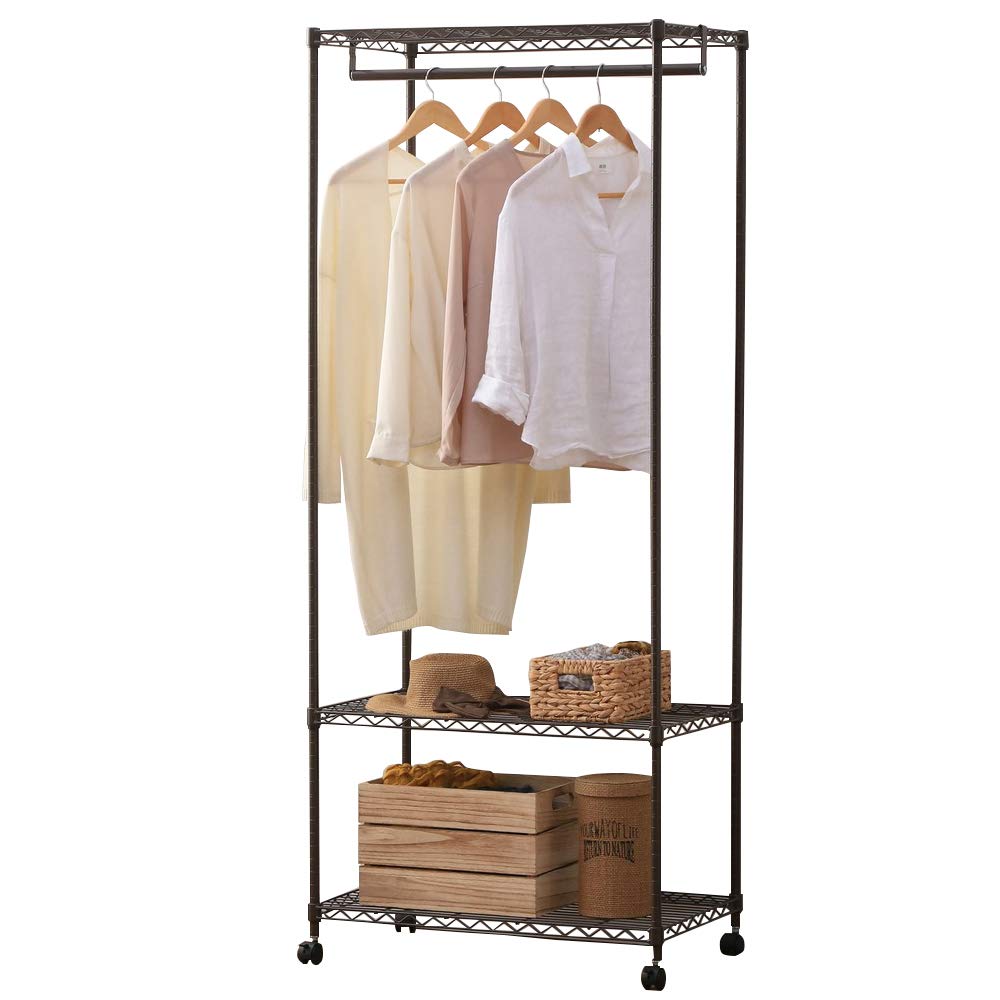 

IRIS OHYAMA Color Rack Metal Rack Wardrobe Brown With Casters Hanger Rack Clothes Hanger Width 75 x Depth 45 x Height 182 cm Load Capacity 100 kg Pole