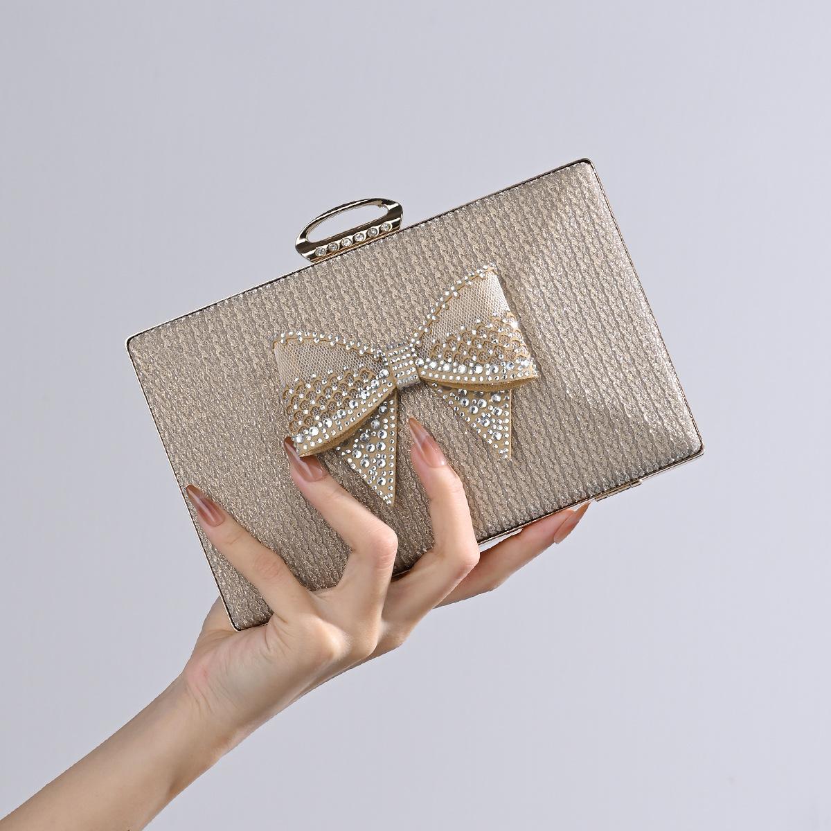 

Pretty Bow Diamond Studded Retro Bag Women New Small Square Bags Korean Style Fashion Versatile Commuting Handbags Crossbody Bag золотой
