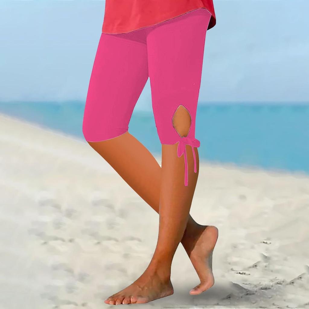 Lässige Leggings für Damen, atmungsaktive Caprihosen, einfarbige Yogahosen