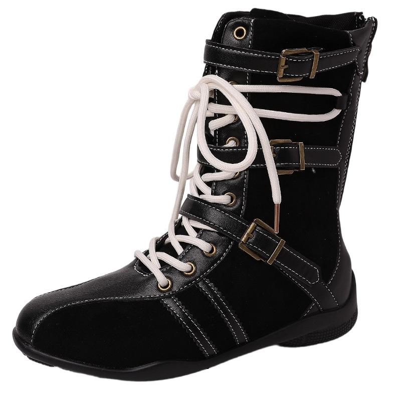 Ugly Cute Retro Style Lace-up Martin Boots Women's Autumn and Winter Niche Korean Version Design Sense Color Matching Lace-up Outer Wear Fashion B