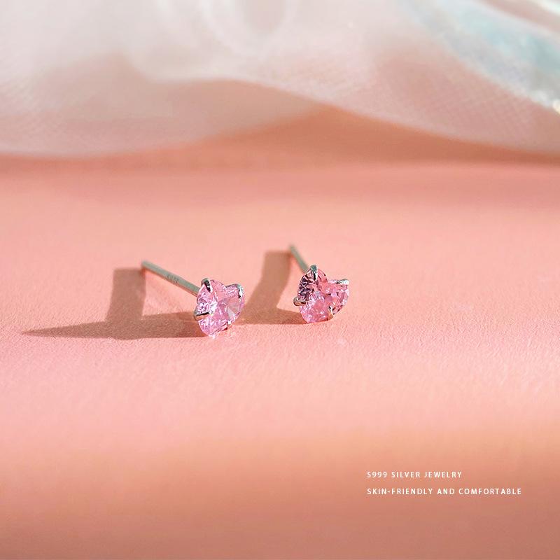 Mini náušnice s růžovými diamanty pro ženy na spaní  Vynikající  Kompaktní  Hypoalergenní  a pro propíchnuté uši