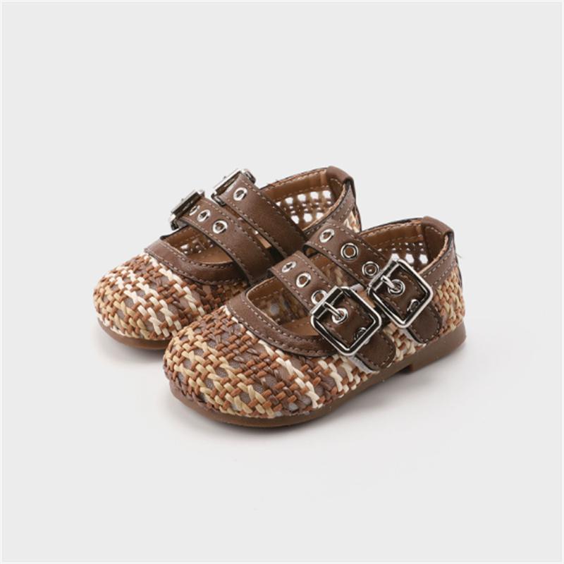 

New Summer Baby Shoes For Girls Color-blocked Breathable Toddler Kids Sandals Soft Sole Fashion Sneakers 25 коричневий