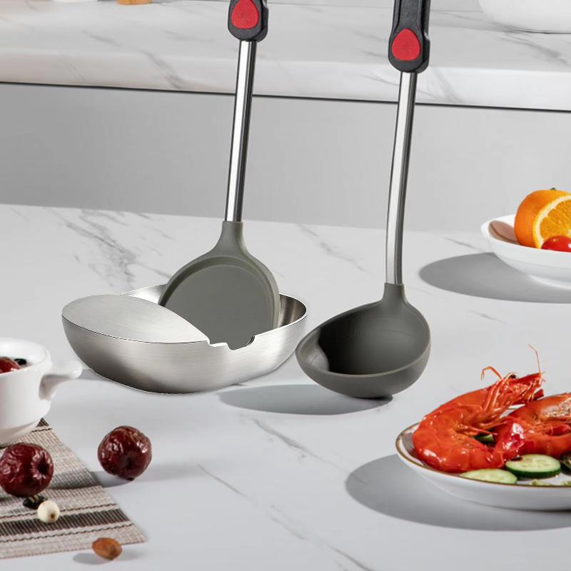 Stove Spoon Holder Stainless Steel Self Standing Utensils Frame Household Ladle Holder For Spoon Spatula Kitchen Counter Stove