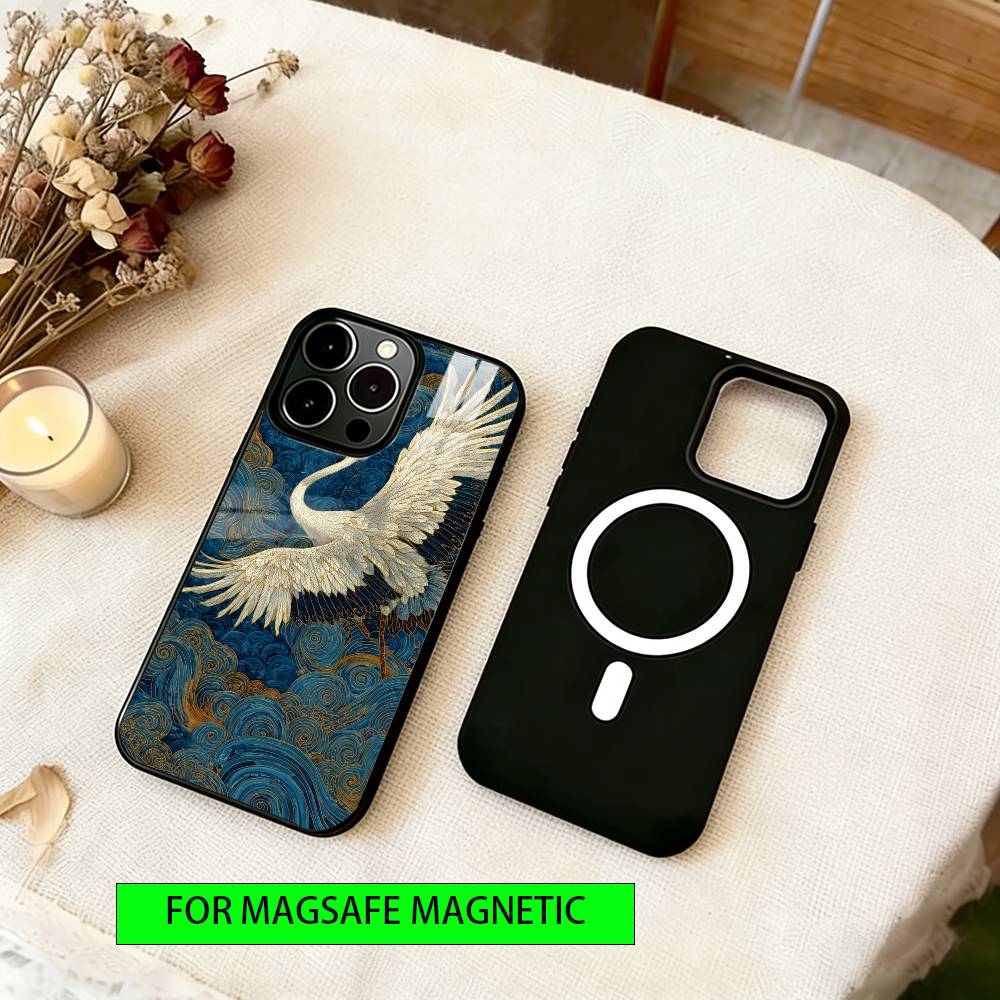 

Crane Phone Case For iPhone17,16,15,14,13,12,11 Plus,Pro Magnetic with Magsafe Wireless Charging iPhone12mini