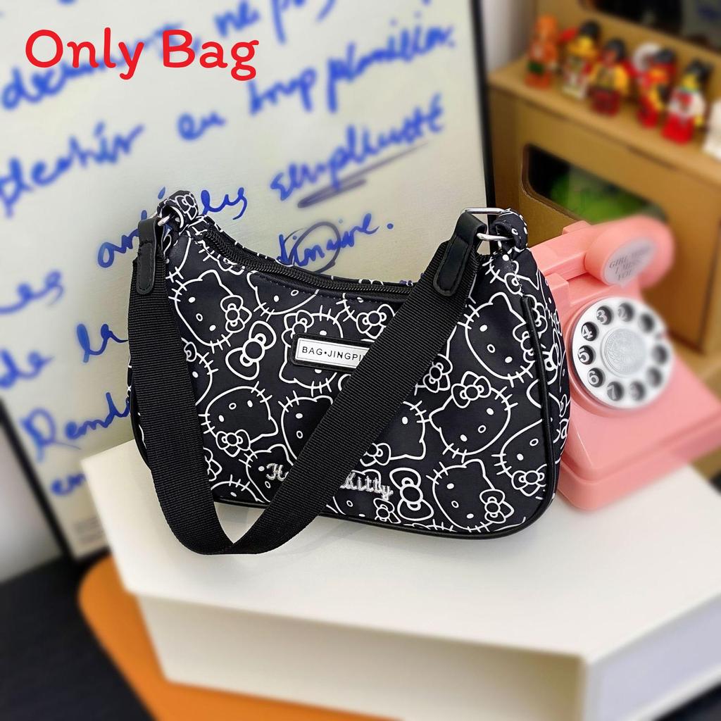 Cartoon Print Nylon Shoulder Bag With Zipper For Daily Use