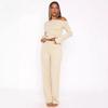 Womens 2025 Casual 2-Piece Set: Slim Fit Long Sleeve Top Elastic Waist Pants In Solid Colors