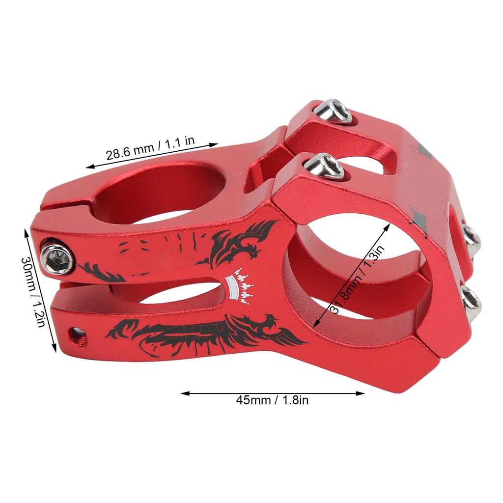 Mountain Bike Stem Lightweight Aluminum Alloy Hollow 31.8mm Curved Knife Marking Short Handlebar Stem for Cycling