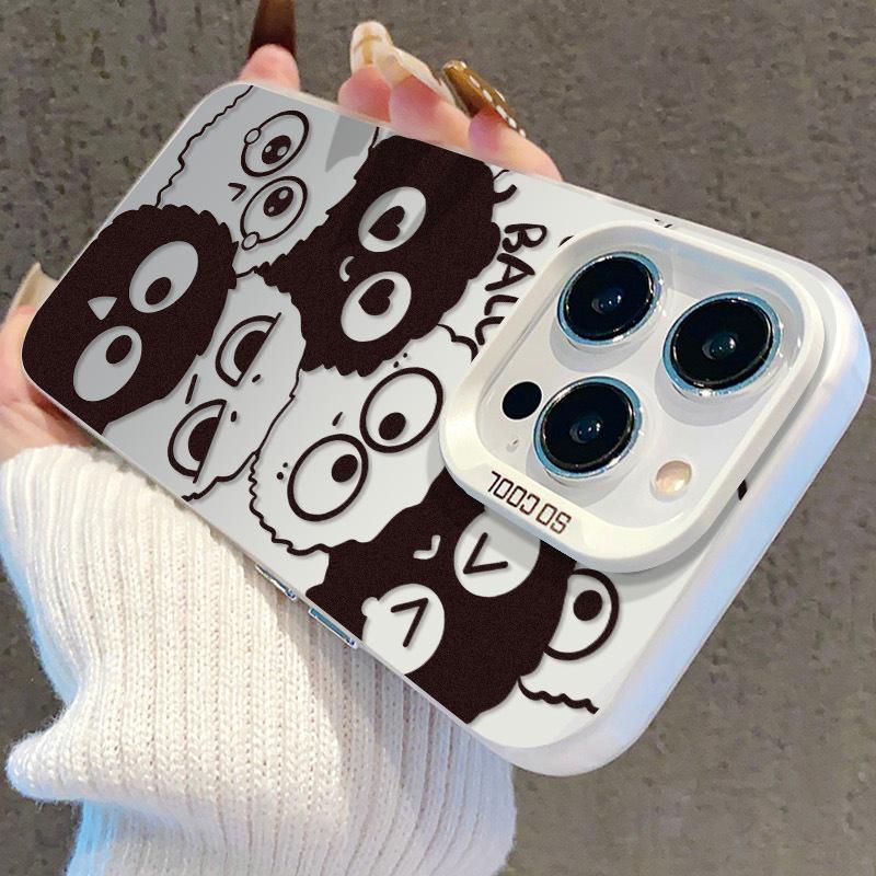 Cartoon Coal Ball Phone Case for iPhone 17/16 Pro/15 Pro Max/14 Pro/13 - Silver Edition