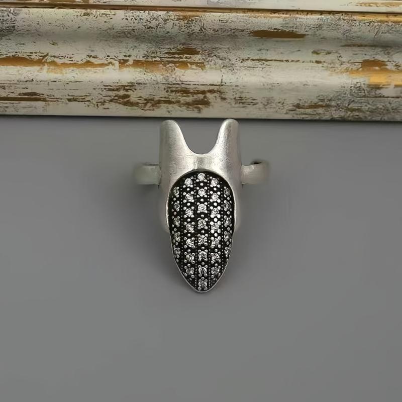 1Pc Retro Nail Ring Unisex Adjustable Opening Ring Hip-Hop Punk for Daily Wear Party Street Performance Jewelry Gifts