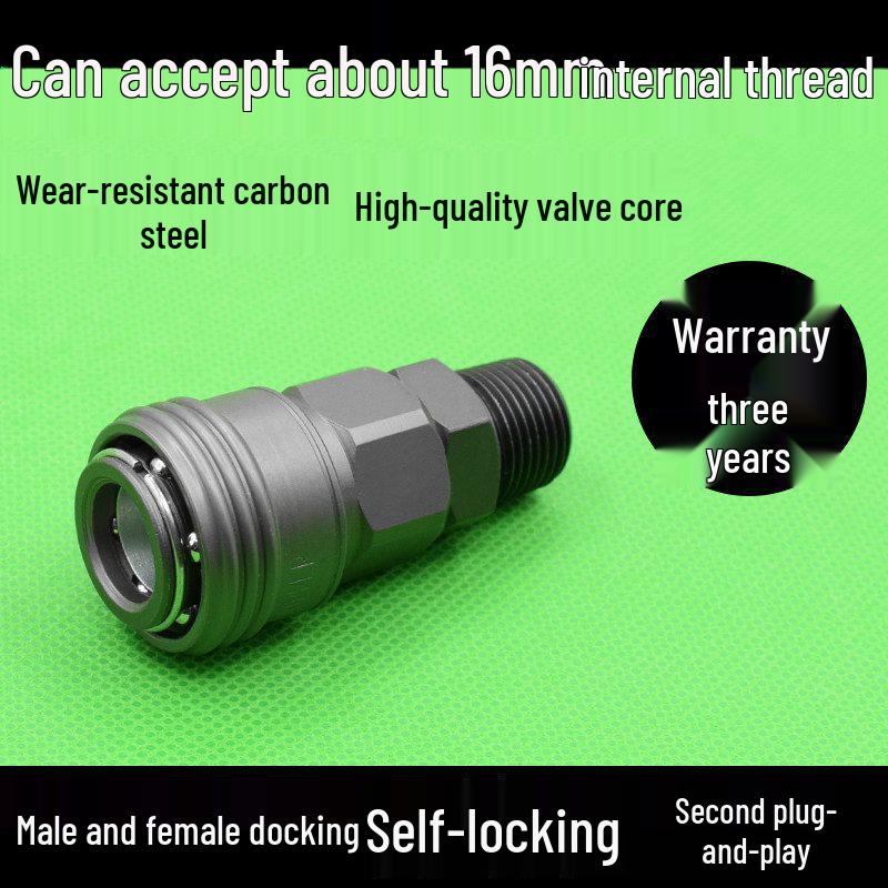 Black Gold Steel C-Type Self-Locking Pneumatic Quick Connector for Male/Female Air Compressor Ports