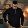 Waffle Half Zipper Long Sleeve Base Shirt T-shirt Men's Round Neck Loose Japanese Retro Casual