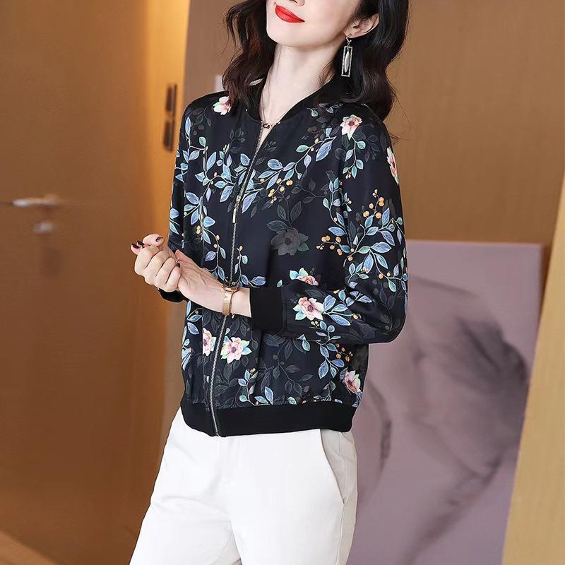 Spring Clothing Retro Jacket for Women Middle-aged Mother Spring and Autumn Jacket Cardigan Baseball Jacket