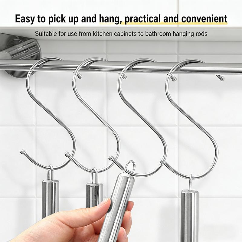 10Pcs Stainless Steel Metal S-Shaped Hooks Multi-Purpose Clothing Hanging Hooks