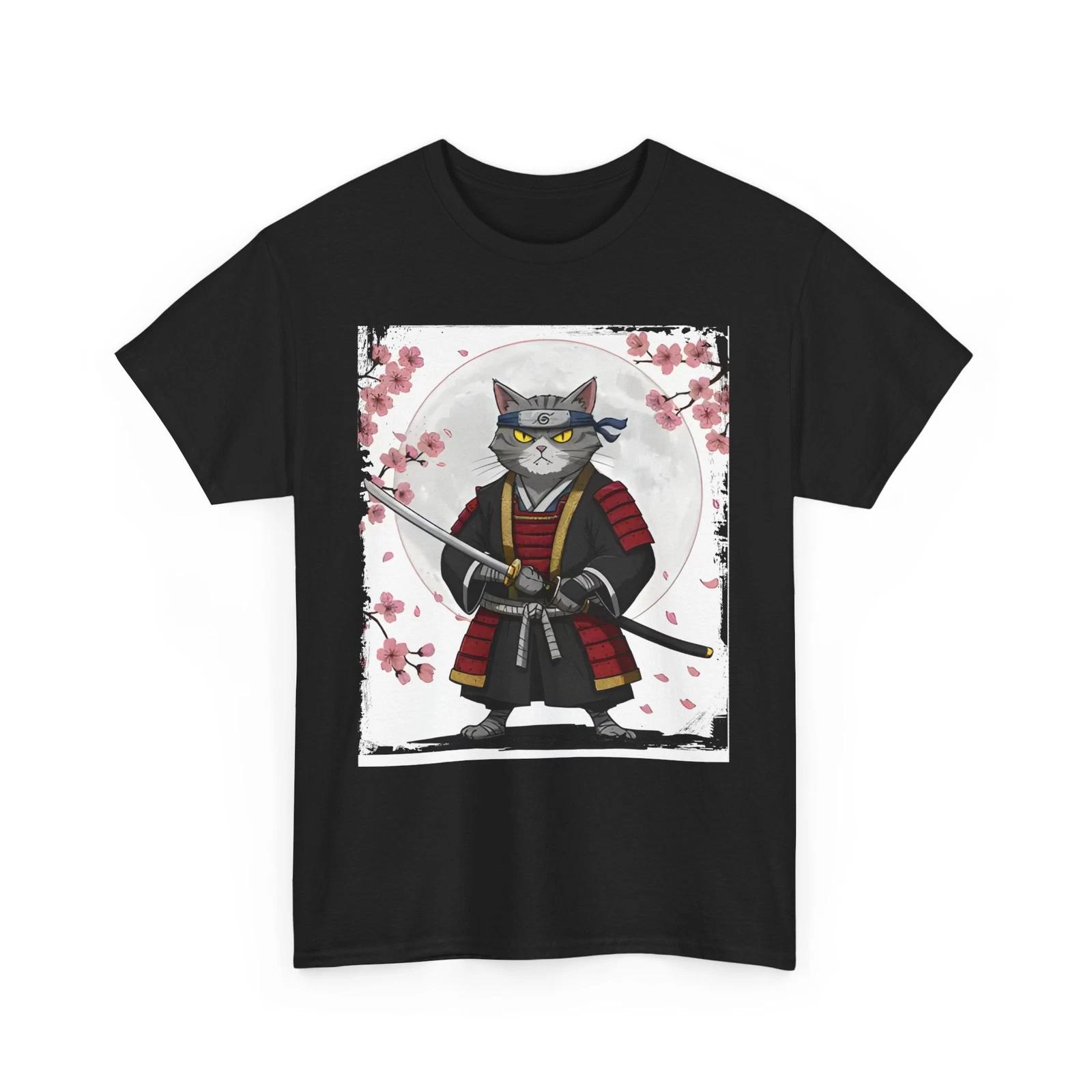 JAPANESE SAMURAI NINJA CAT T-SHIRT | Ukiyo-e Art Tee | Edo Period Shirt S