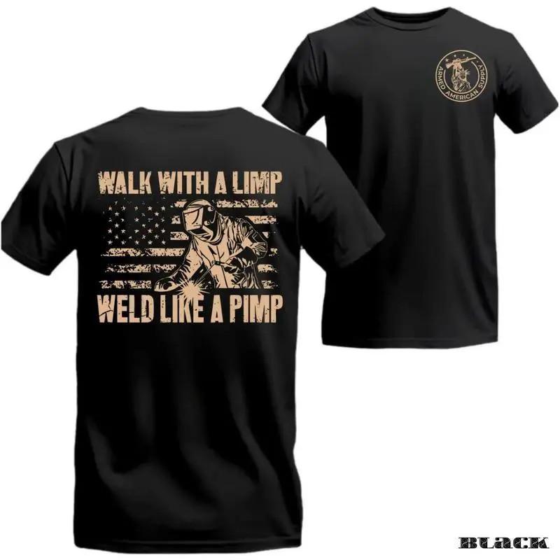 Welding T-Shirt - Walk With a Limp, Weld Like a Pimp with Welding Helmet Design S разноцветный