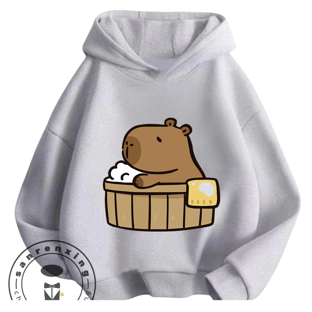 Loose Comfy Spring Autumn Hoodie Capybara Trendy Animal Motif Casual All Match Streetwear For Kids