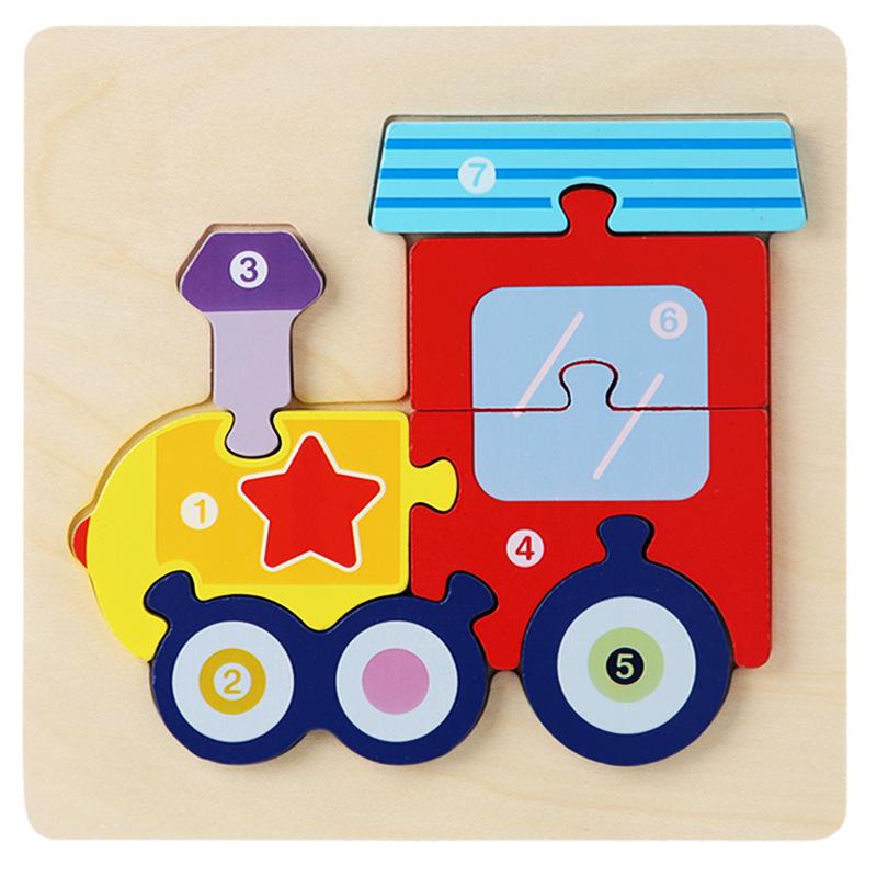 Wooden Traffic Animal Puzzle Blocks - Educational Early Learning Toy for Children and Babies