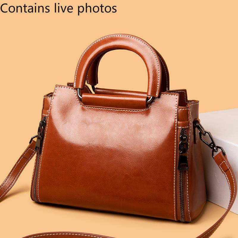 

Сумки через плечо из 100% натуральной кожи для женщин, 2022, высокое качество, масляный воск, коровья кожа, женская сумка, повседневная женская сумка-тоут