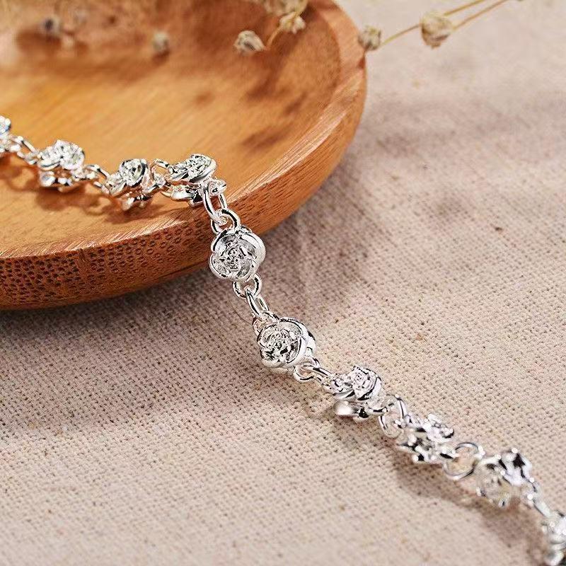 Двусторонний браслет с цветами розы для женщин: Изысканное, Универсальное, Сладкое Ручное Украшение в Стиле Ins