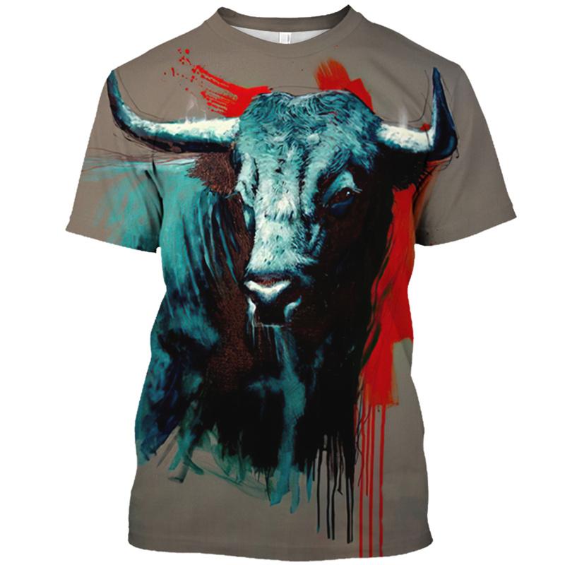 Summer Bullfight 3D Print T-Shirts Streetwear Men Fashion Casual Oversized O-Neck Short Sleeved T Shirt Tees Tops Clothing