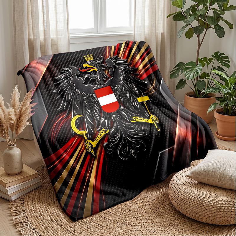 Austria Football Printed Flannel Blanket Skin Friendly Warm Decorative Throw for Indoor Couch Bed Daily Use
