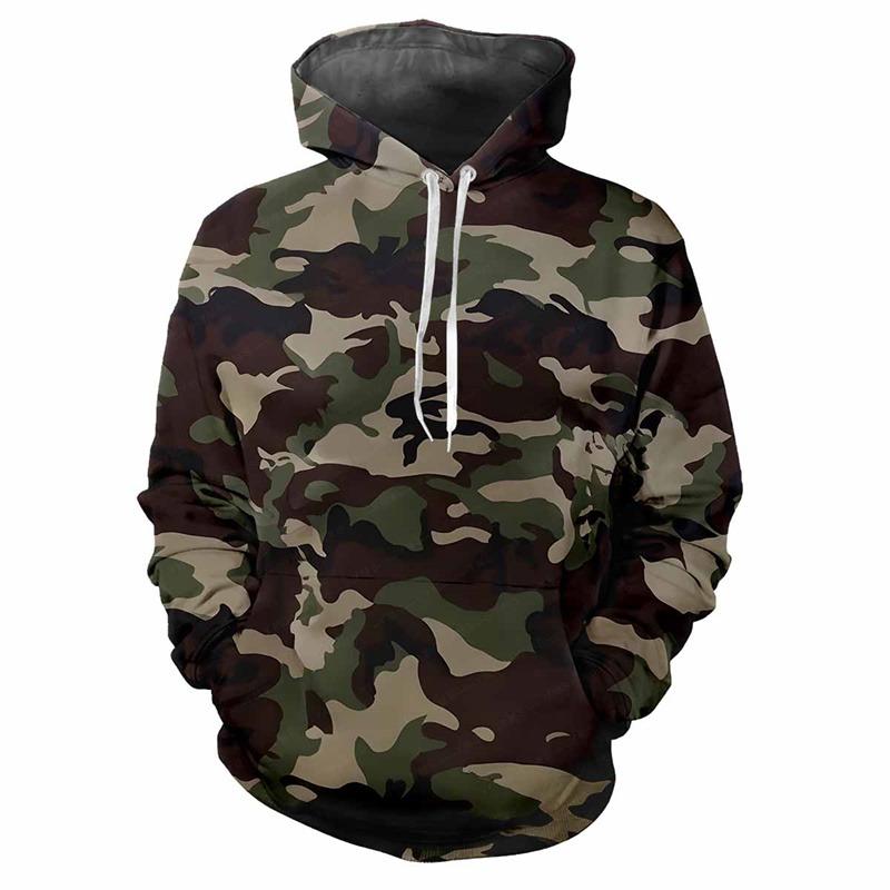 Jungle Camouflage Printed Hoodie Men Spring Autumn Street Sweatshirt Loose Casual Outdoor Sports Top Long Sleeve Hoodies