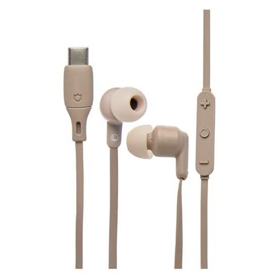 iFace Wired Earphones Microphone (USB-C Beige) In-Ear Compact Lightweight Type C Call Compatible Volume Control Stereo Headphones Music Video Viewing