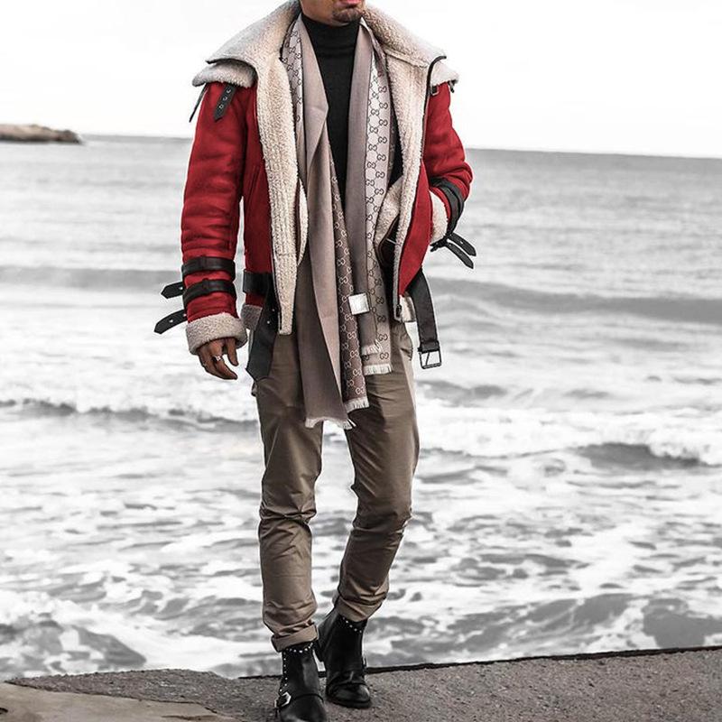 

Пальто свободного покроя с застежкой-молнией из искусственного меха на лацканах, мужская куртка свободного покроя L