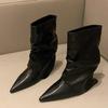 Women's Ankle Boots Sexy Pointed Toe High Heel Boots High Quality Leather Boot Designer Women's Street Fashion Boots Botas Mujer