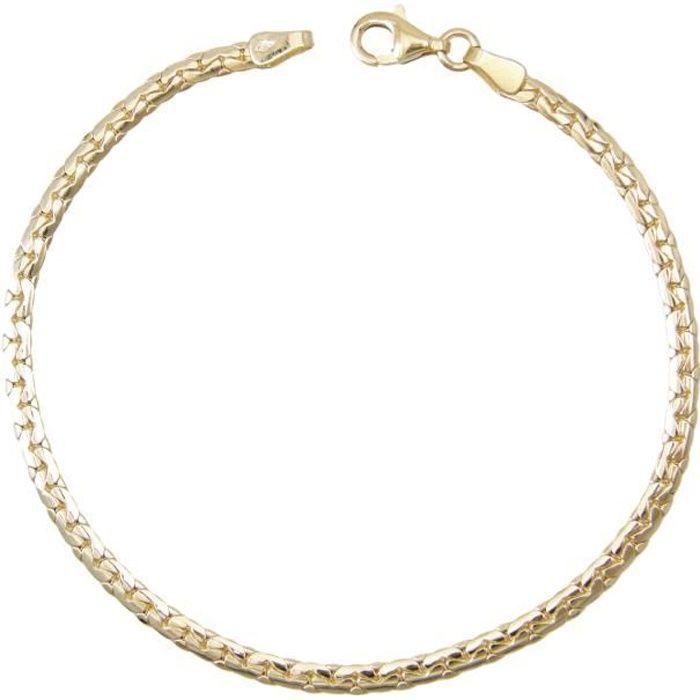 Bracelet Or Jaune Véritable - Maille Haricot - L'ATELIER D'AZUR - Femme
