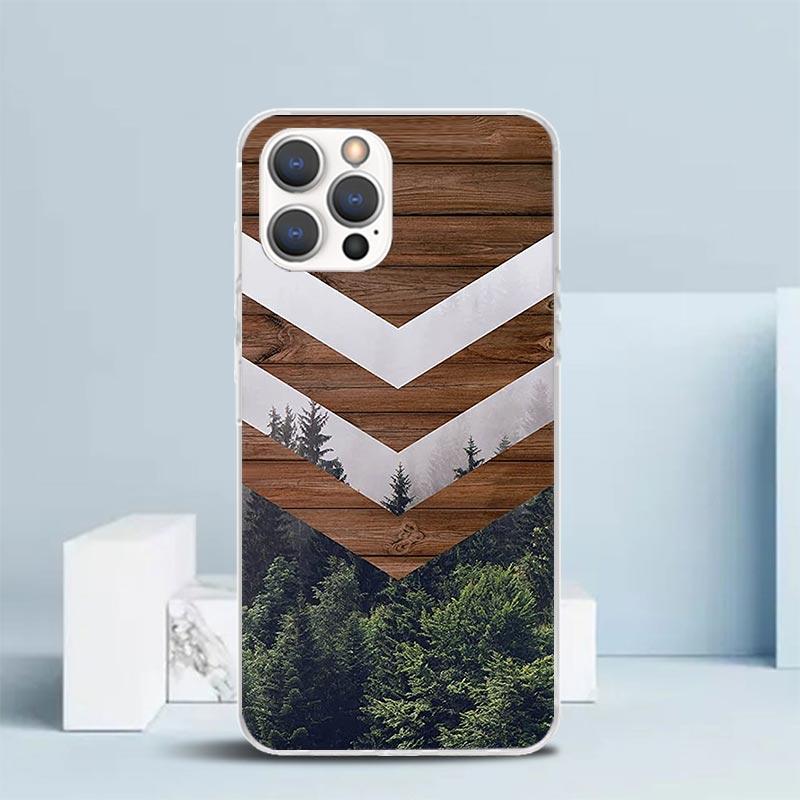Forest Geometry Wood Nature Phone Case For IPhone 16 17 Air 16E 15 14 Plus 13 Mini 12 11 Pro Max 7 8 + SE 2020 Soft TPU Back Cov