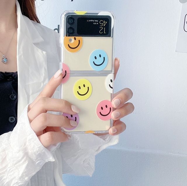 

Чехол для Samsung Z Flip 4, прозрачный складной чехол со смайликом для Samsung Z Flip 3, 5g Flip4, противоударная жесткая задняя крышка For Z Flip 3