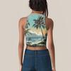 Damenmode Hawaii-Print Ärmelloses Basic Tanktop