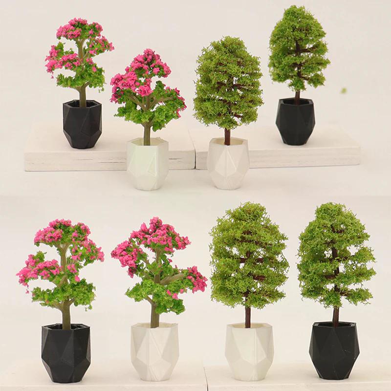 1/12 Dollhouse Mini Simulation Potted Plant Model Micro Garden Landscape Ornament Home Decoration Accessory
