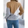 HNXC Autumn and Winter Casual Color-blocking Braided Long-sleeved Pullover Sweater for Women