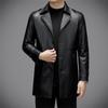 Men's Mid-Length Genuine Lambskin Leather Jacket with Fleece Lining - Stylish Suit Collar Coat
