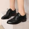 Red British Women Oxfords Mixed Color Pink Silver Mid Square Heel Brogues Flats Vintage Dress Party Lady Lace-up Patchwork Shoes