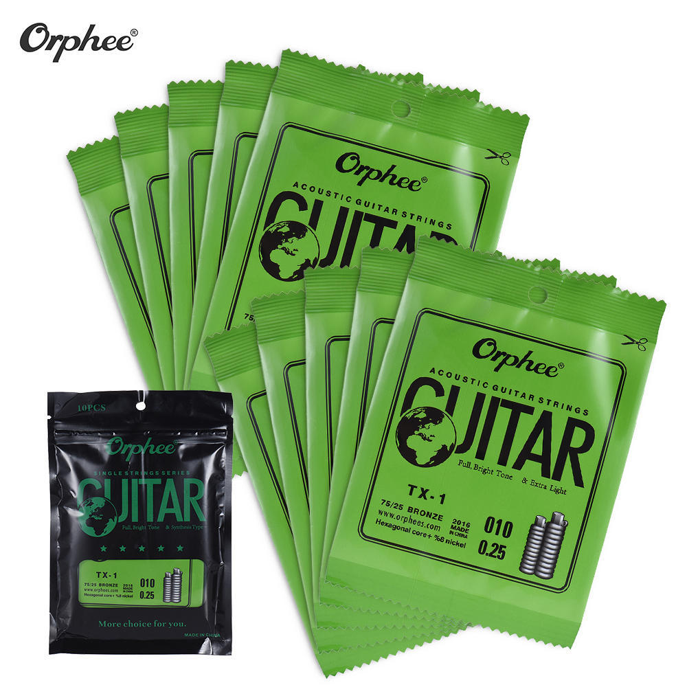 

Orphee Single String Replacement for Acoustic Electric Guitar Strings 10-Pack High-carbon Steel Core & Nickel Alloy Super Light