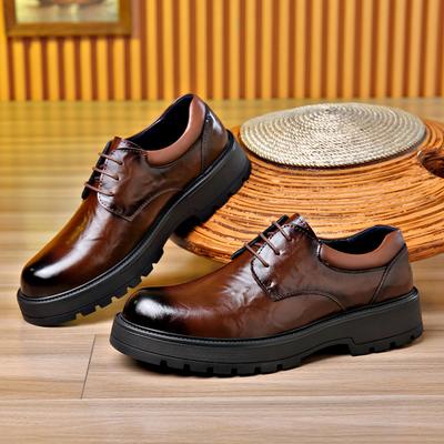 Leather Shoes Men's Hand Grab Round Head Youth British Style Casual Big Head Leather Shoes Low Top Fashion Wedding Shoes