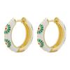 ZHUKOU Retro Little Daisy Hoop Earrings Gold Enamel Hoops Women Colorful Women Round Huggie Earrings VE843