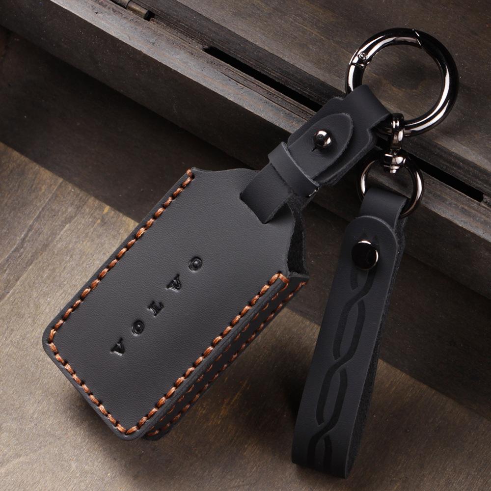 Настоящая кожаная обложка для ключа автомобиля Volvo EX30, сумка для Bluetooth-пульта, прочный брелок-чехол для хранения чёрный