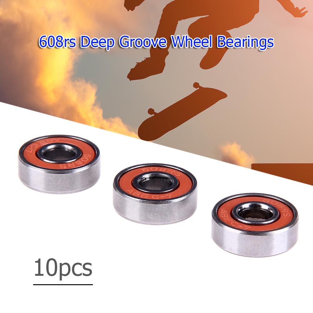 10pcs 608rs Wheel Bearings High Hardness Roller Skate Wheel Bearing Steel Sliding Bearing Deep Groove for Skateboard Scooter Car