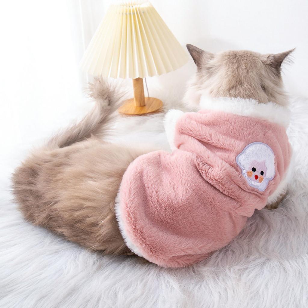 1pc-Pet autumn and winter warm thick vest with cute lamb embroidery pattern