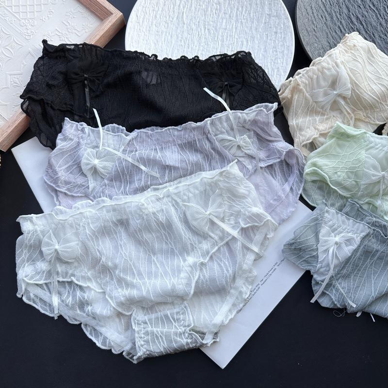 Damen Frühling und Sommer Reizvolle Eis-Seide Spitze Mesh Baumwolle Sexy Hüftunterwäsche