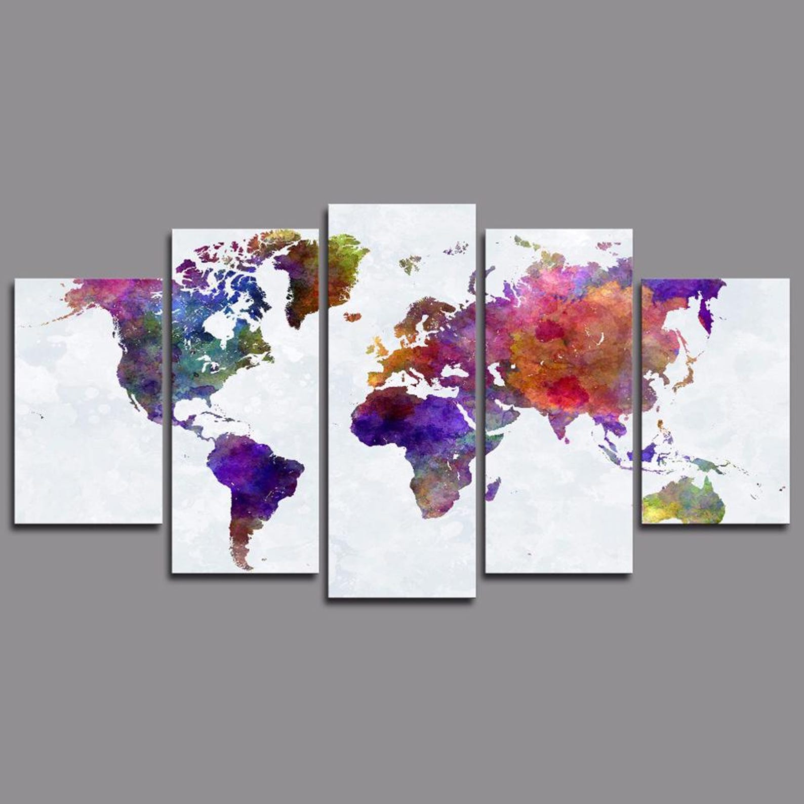 

5-Panel Canvas Wall Art Modern Living Room Decor with Map 20X35 20X45 20X55CM