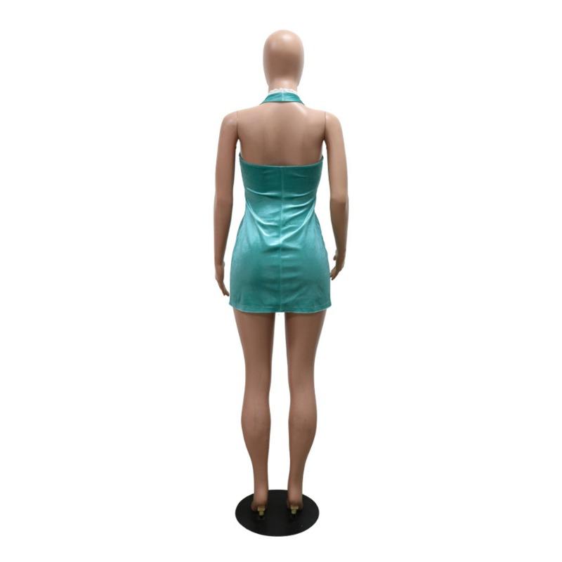 Ladies Cheongsam Hot Girl Sexy Nightclub Sleeveless Backless Split Short Skirt Package Hip Slim Dresses