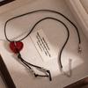 Simple Love Button Black Rope Necklace Female, Autumn And Winter Retro Niche Design Sense Fashion Collarbone Chain