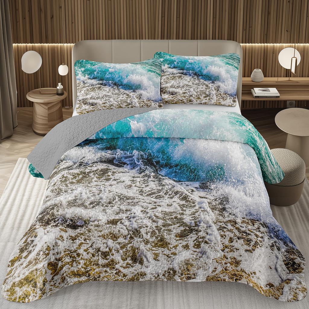 Tree Bedspread Nature Landscape Bedspreads for Boys Girls Reversible Grey Coverlet Set Modern Abstract Art Quilted Bedding Queen